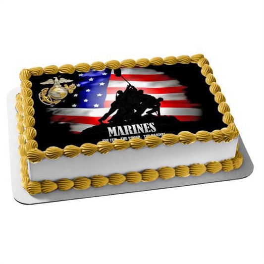 United States Military Marines The Few The Proud The Marines American Flag Edible Cake Topper Image ABPID06325