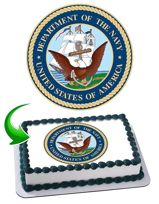United States Navy Edible Image Icing Cake Topper for Quarter Sheet Cake, by TNCT
