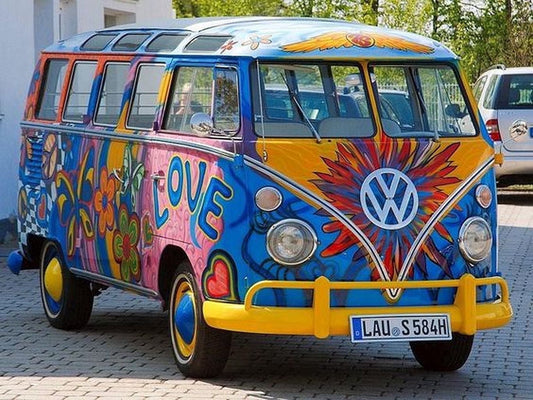 VW Hippie Van Edible Cake Topper Image