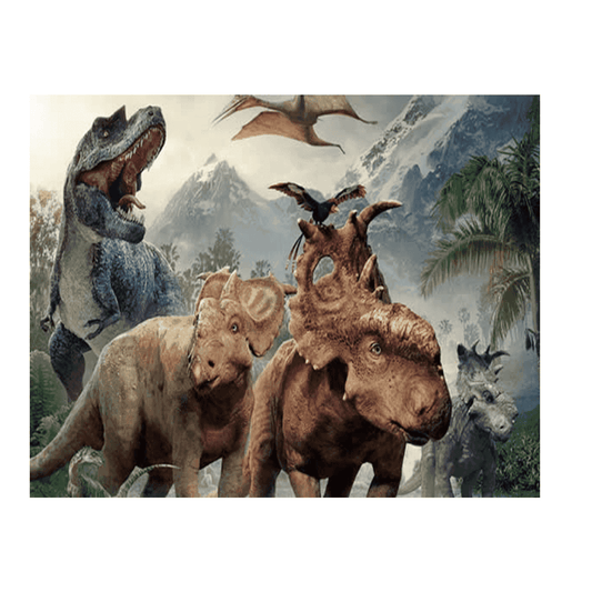 Walking with Dinosaurs Theme Birthday Edible Icing Image Cake Topper, by Tnct.