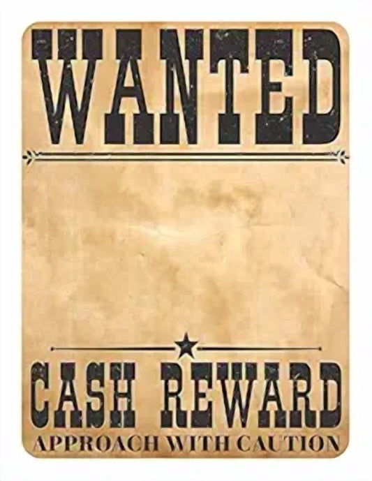 Wanted Cash Reward Cowboy Theme Edible Icing Image Cake Topper, by Tnct. Email Photo after Purchase.