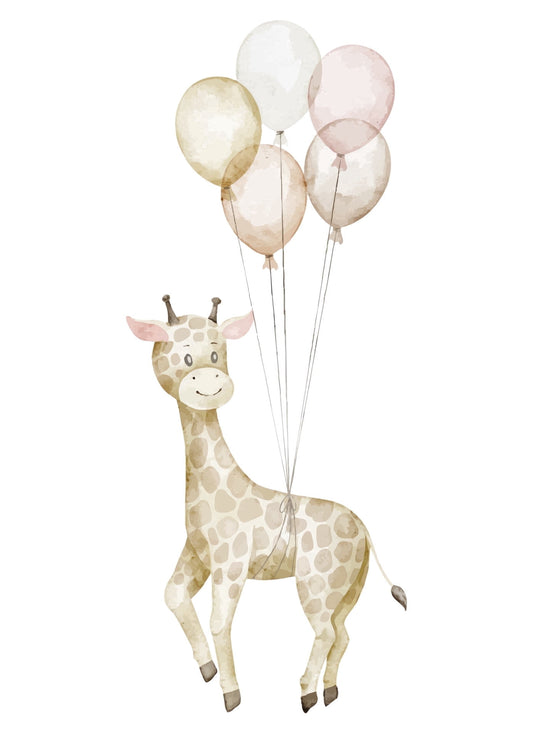 Watercolor Baby Giraffe with Balloons Edible Icing Image Cake Topper, by Tnct. (1 Count)