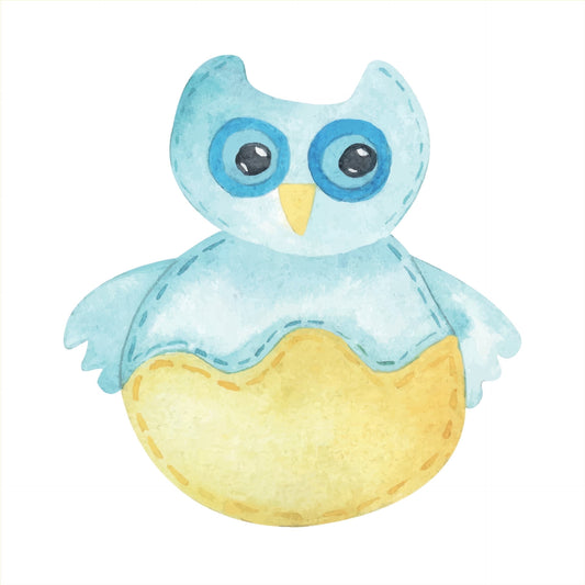 Watercolor Blue & Yellow Owl Edible Icing Image Cake Topper, by Tnct.