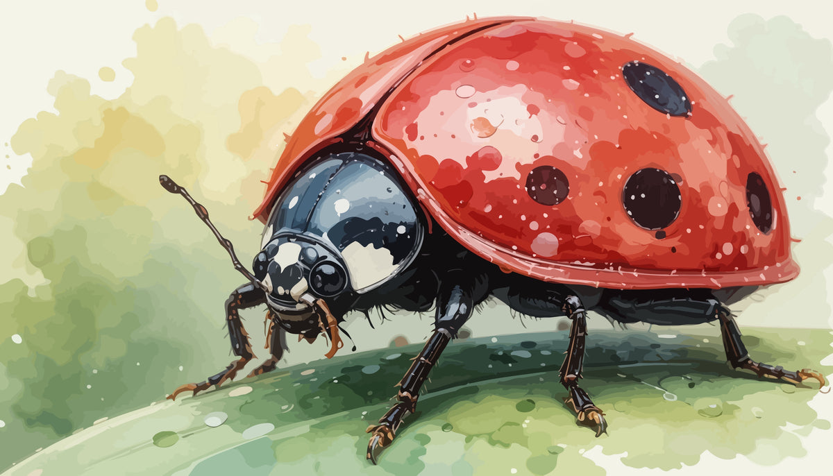 Watercolor Ladybug on a Green Leaf Themed Birthday Edible Icing Image Cake Topper, by Tnct.