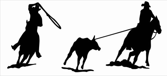 Western Rodeo Team Roping Heading and Heeling Edible Cake Topper Image ABPID00085V1