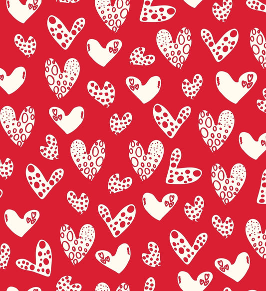 White Hearts on Red Pattern Edible Icing Image Cake Topper, by Tnct.