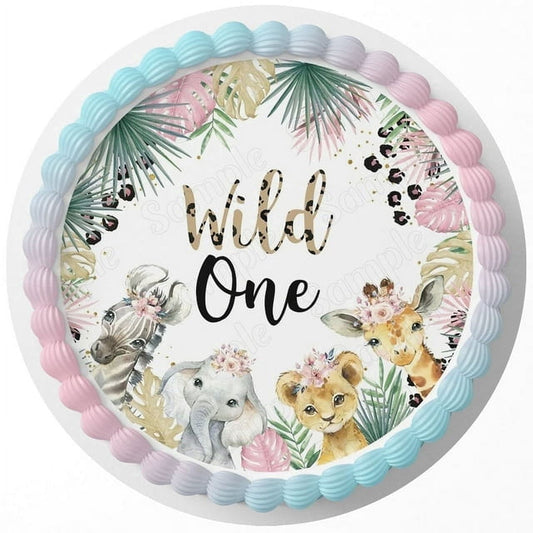 Wild One Baby Safari Animals Edible Image Cake Topper For Half Sheet Cake By TNCT