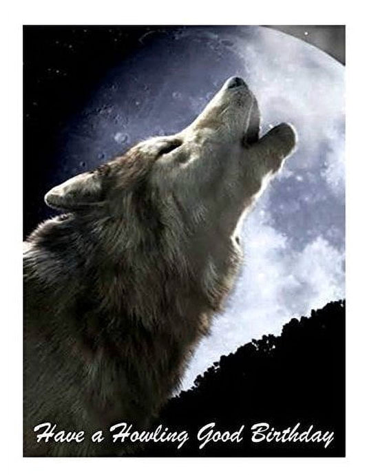 Wolf Howling Good Birthday Edible Image Icing Cake Topper for Quarter Sheet Cake, by TNCT