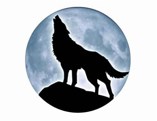 Wolf Howling at Moon Birthday Edible Icing Image Cake Topper, by Tnct.