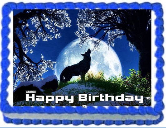 Wolf Wolves Howling Image Birthday Edible Cake Topper Frosting Sheet