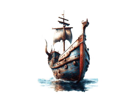 Viking Pirate Ship Edible Icing Image Cake Topper, by Tnct.