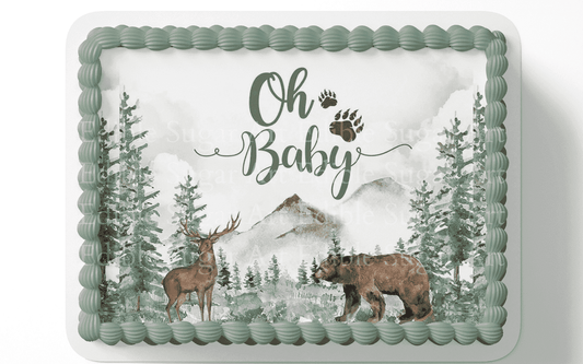 Woodland Baby Shower Cake Topper Edible Image Forest Friends Baby Shower Woodland Party Decorations