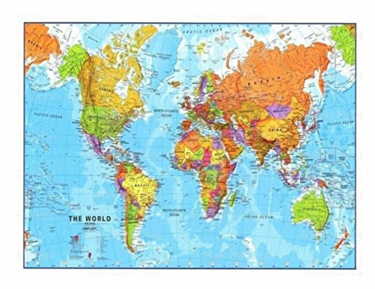 World Color Map Birthday Edible Image Icing Cake Topper for Quarter Sheet Cake, by TNCT