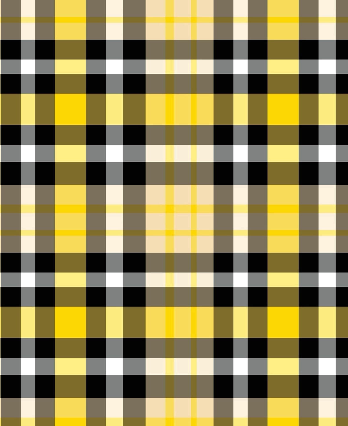 Yellow, Black & White Plaid Pattern Edible Icing Image Cake Topper, by Tnct.