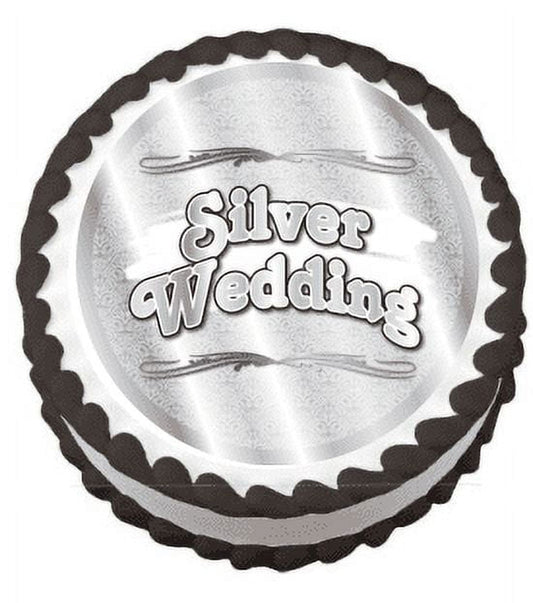 Silver Wedding Edible Frosting Sheet Photo Image Cake Topper