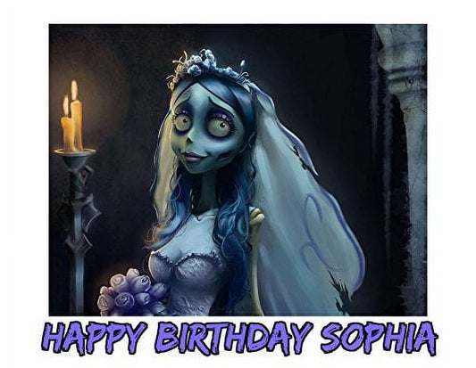 Corpse Bride Tim Burton Gothic Edible Image Photo Sugar Frosting Icing Cake Topper Sheet Personalized Custom Customized Birthday Party - 1/4 Sheet - 76536