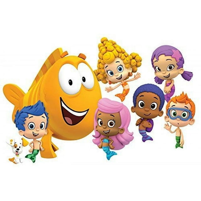 9.5" Pre-Cut Round Bubble Guppies Nonny Molly Oona Gil Deema Mr Grouper #2 Happy Birthday Edible Image Cake Topper By TNCT