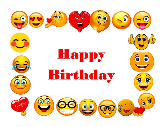 EMOJI border edible party cake topper decoration frosting sheet image-7.5"x10"