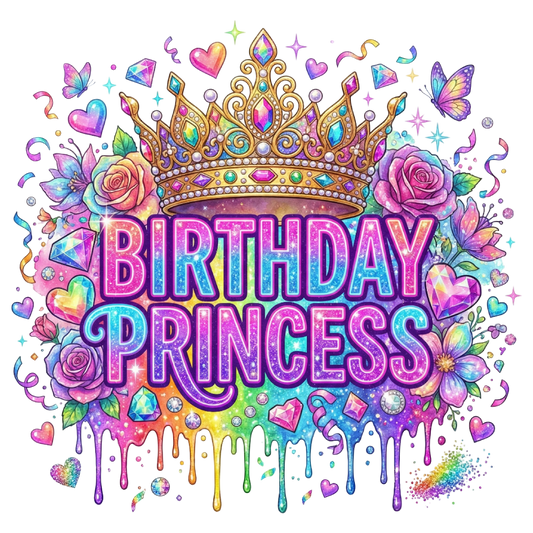 Happy Birthday Princess Tiara, Roses & Butterfly Pink & Purple Theme Edible Image Cake Topper for Quarter Sheet Cake, by Tnct. (1 Count)