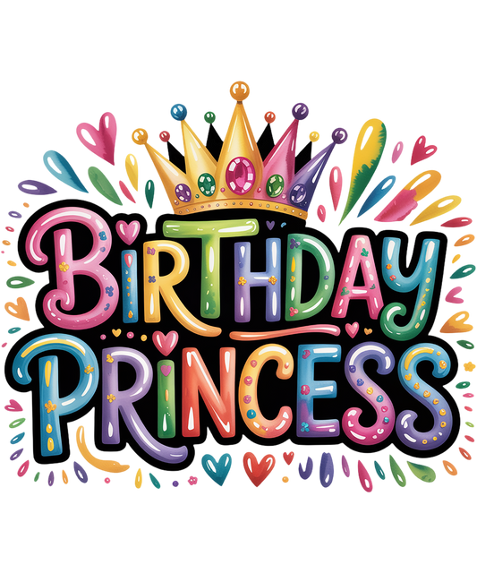 Happy Birthday Princess Tiara & Hearts Theme Edible Image Cake Topper for Quarter Sheet Cake, by Tnct. (1 Count)