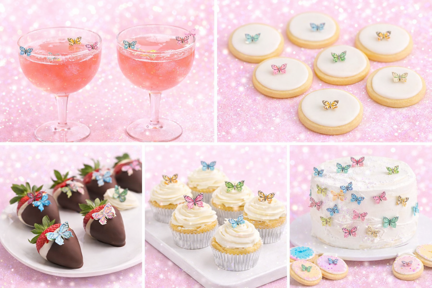 Adorable Miniature (5/8") Edible Multi Colored Butterflies For Cakes, Cookies, Drink Rims, Cupcakes & More!