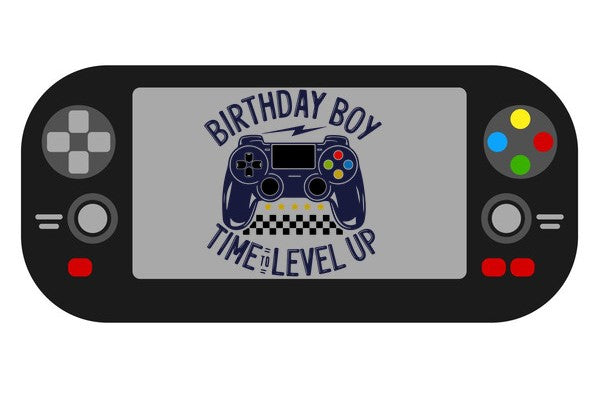 9.5" Round Pre-Cut Happy Birthday Time to Level up on Screen of Gamer Control Edible Image Cake Topper, by Tnct. (1 Count)