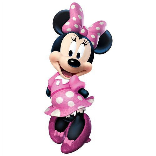 7.5" Round Pre-Cut Minnie Mouse Hands Behind Back Birthday Edible Image Cake Topper By TNCT
