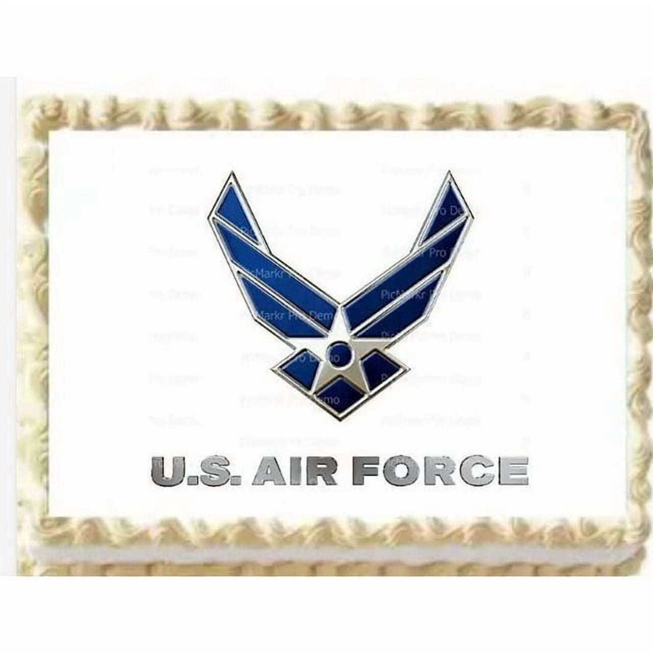 9.5" Round Pre-Cut U.S. Air Force Logo Birthday Edible Image Cake Topper By TNCT