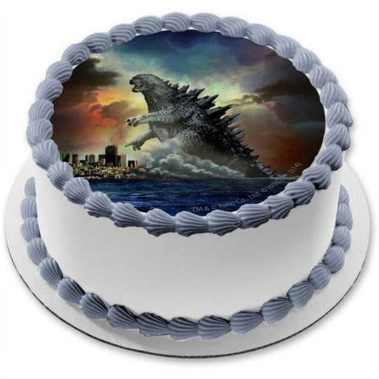 6" Round Pre-Cut Godzilla King Of The Monsters Edible Image Cake Topper By TNCT