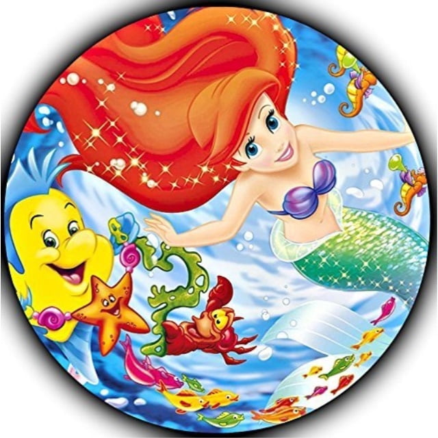 the little mermaid ariel image photo sugar frosting icing cake topper sheet birthday party - 8" round - 75706
