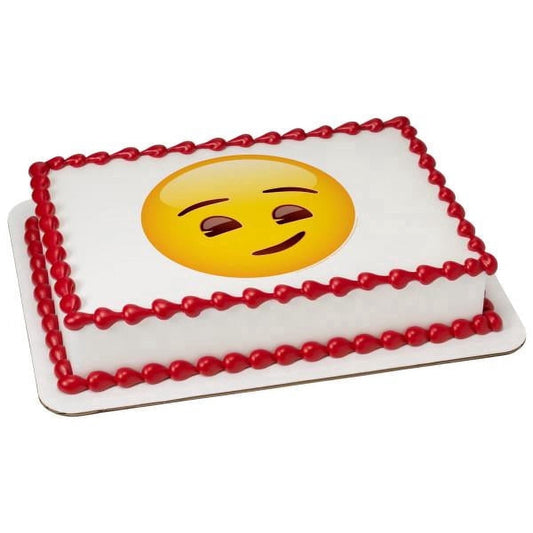 Emoji Smirking Edible Image Cake Topper, by Tnct.
