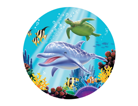 Dolphin Under the Sea Edible Cake Topper Image Cupcakes Ocean Baby Shower Edible