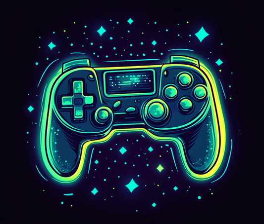 Gamer Life Birthday Neon Green & Black Controller Edible Image Cake Topper for Half Sheet Cake, by Tnct. (1 Count)