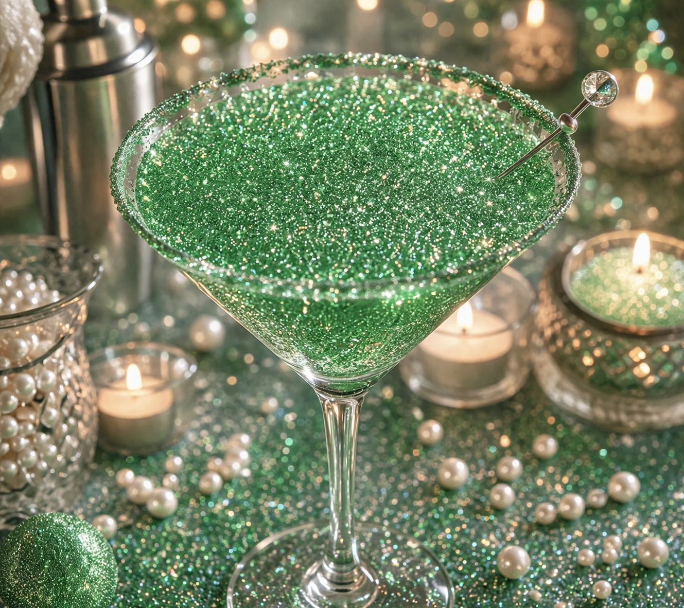 Sparkly Edible Glitter for Cakes, Cupcakes & Drinks – Green – 5 Gram Pot with Tear Drop Lid
