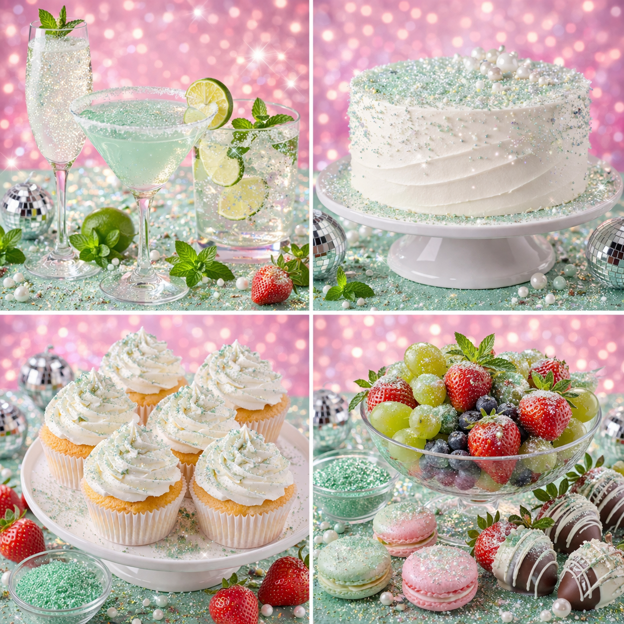 Sparkly Edible Glitter for Cakes, Cupcakes & Drinks – Green – 5 Gram Pot with Tear Drop Lid