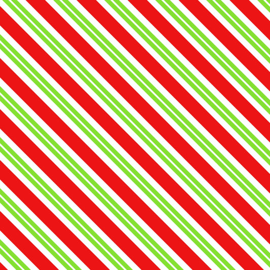 Red, White & Green Christmas Candy Cane Pattern Edible Image Photo Cake Topper For Half Sheet Cake