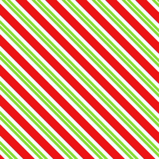 Red, White & Green Christmas Candy Cane Pattern Edible Image Photo Cake Topper For Quarter Sheet Cake
