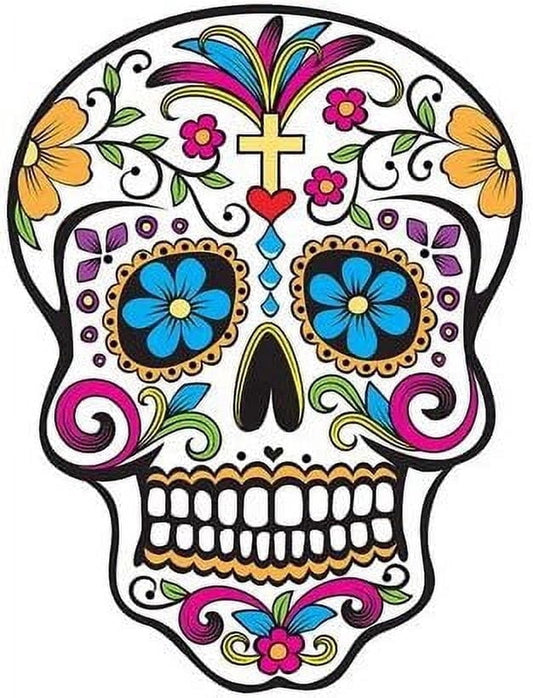 Colorful Day of the Dead Sugar Edible Icing Image Cake Topper, by Tnct.