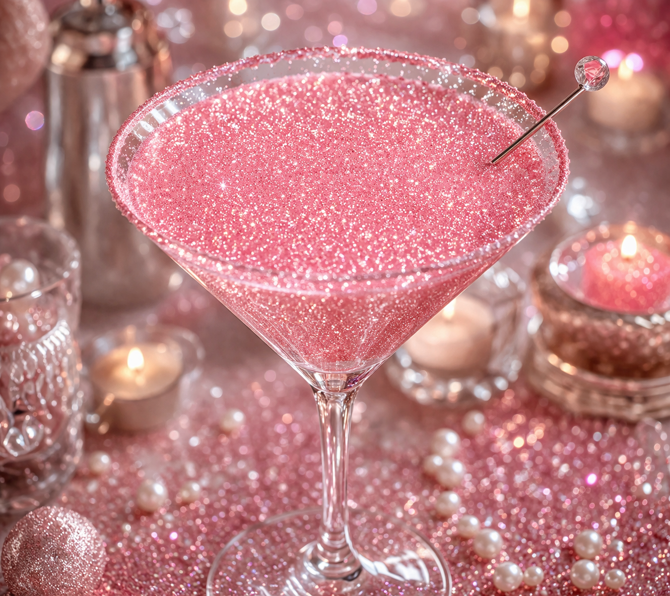 Sparkly Edible Glitter for Cakes, Cupcakes & Drinks – Pink – 5 Gram Pot with Tear Drop Lid