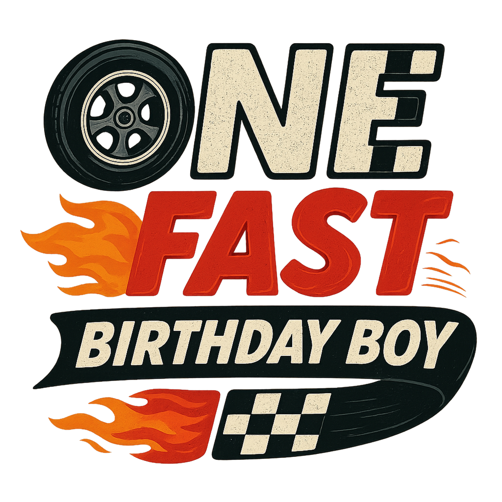 Happy Birthday to One Fast Birthday Boy Racing Theme Edible Image Cake Topper for Quarter Sheet Cake, by Tnct. (1 Count)