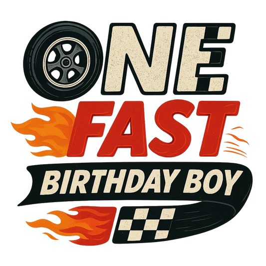 Happy Birthday to One Fast Birthday Boy Racing Theme Edible Image Cake Topper for Quarter Sheet Cake, by Tnct. (1 Count)