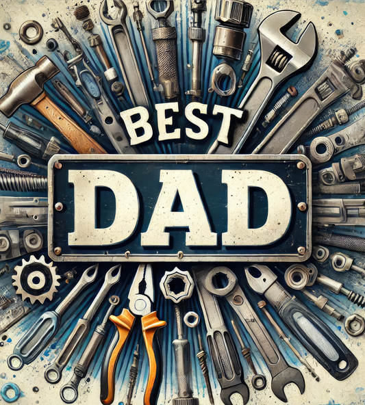 Best Dad Fathers Day Tools Design Edible Image Cake Topper for Quarter Sheet Cake, by Tnct. (1 Count)