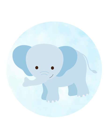 Cute Blue Elephant Edible Image Cupcake Toppers For 2 Inch Cupcakes Or Cookies!