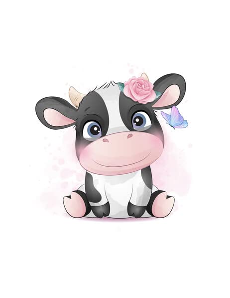 2" Round Pre-Cut Cow With Flower Edible Images For Your Cupcakes By TNCT!