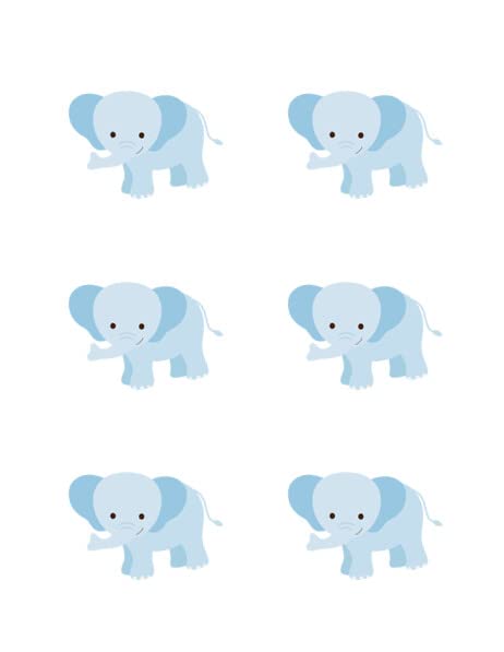 3" Round Pre-Cut Blue Elephant Edible Image Cupcake Or Cookie Toppers!