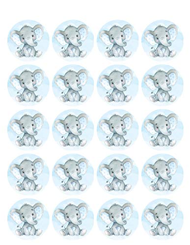 1.875" Round Pre-Cut Blue Baby Elephant Edible Images For Your Cupcakes