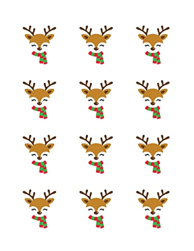 Reindeer Design By TNCT Edible Image Cupcake Toppers For 2 Inch Cupcakes Or Cookies!