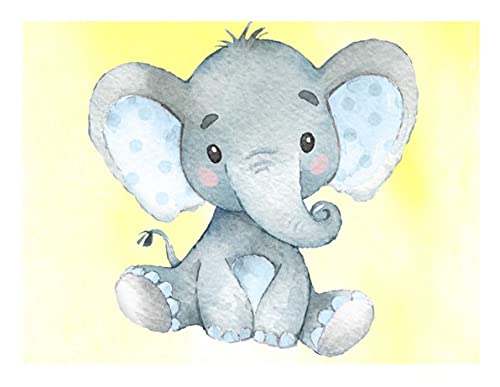 Yellow Baby Elephant Design By TNCT Edible Image For Quarter Sheet Cake!