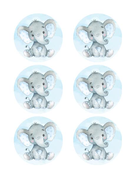 3 Inch Round Pre-Cut Elephant Edible Image Cupcake Toppers!