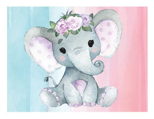 Multi Color Baby Elephant Edible Image For Quarter Sheet Cake By TNCT!